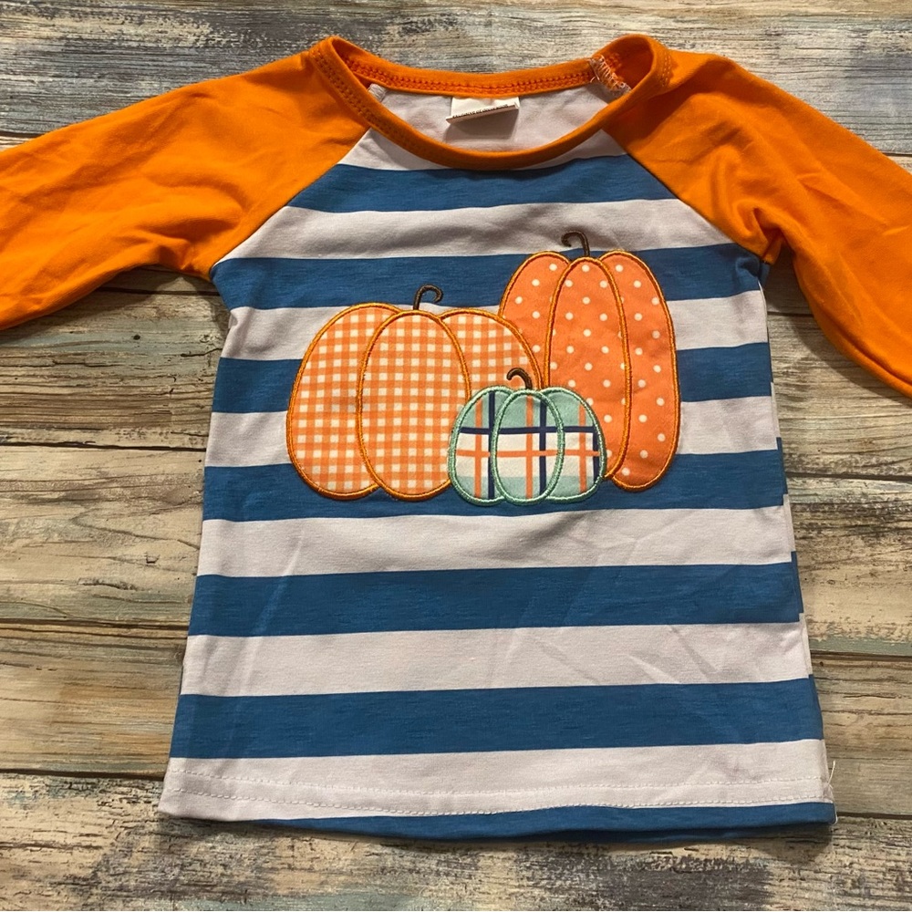 Kids Pumpkins Striped T Shirt NWOT